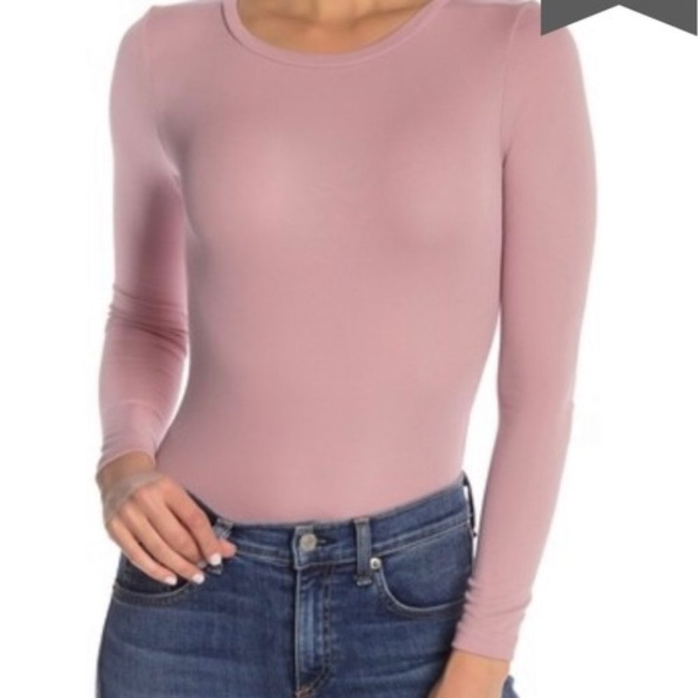 Elodie Mauve Long Sleeve Crew Neck Bodysuit